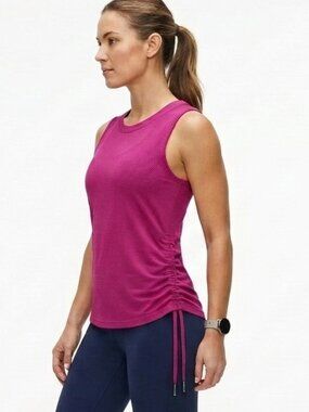 Calvin Klein Performance "Electric Pink" Ruched Side/Hem Tie Tank Top: Sz. sm